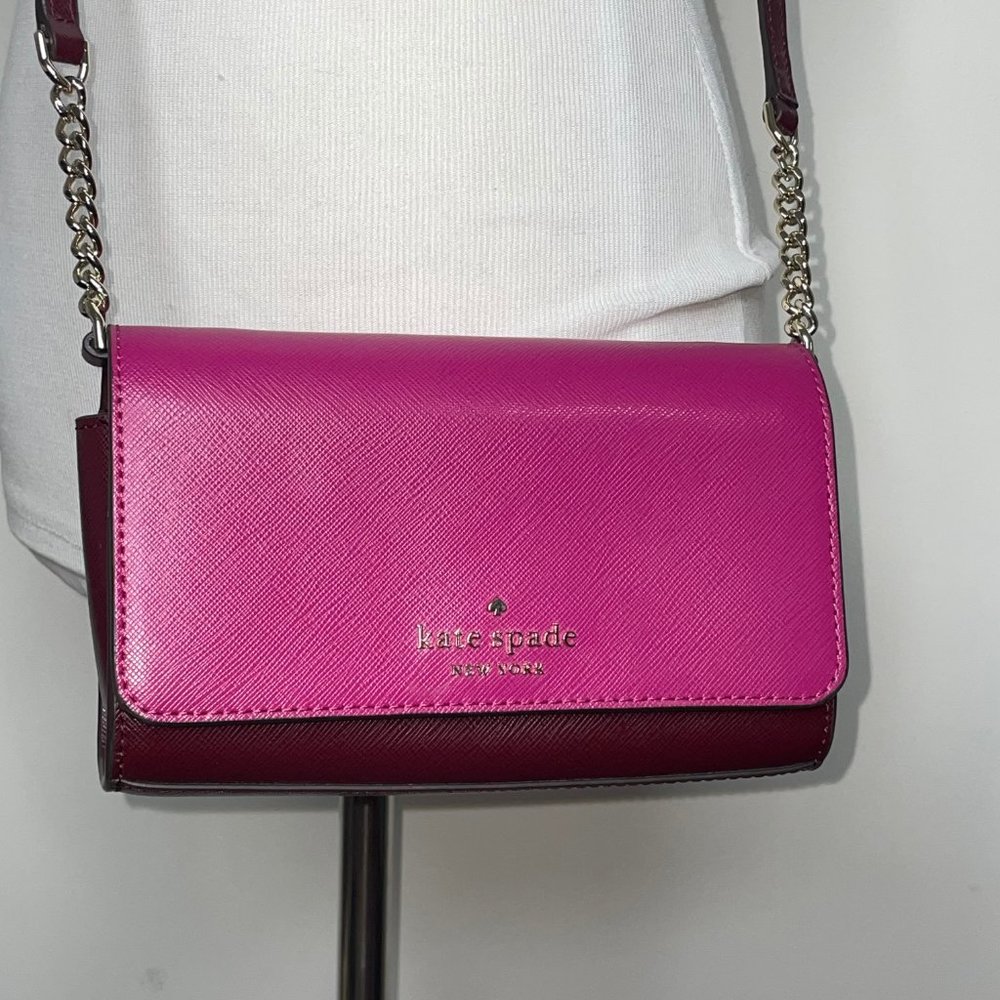Kate Spade Cameron Street Corin Leather Crossbody Bag Pink / Burgundy - Picture 9 of 12